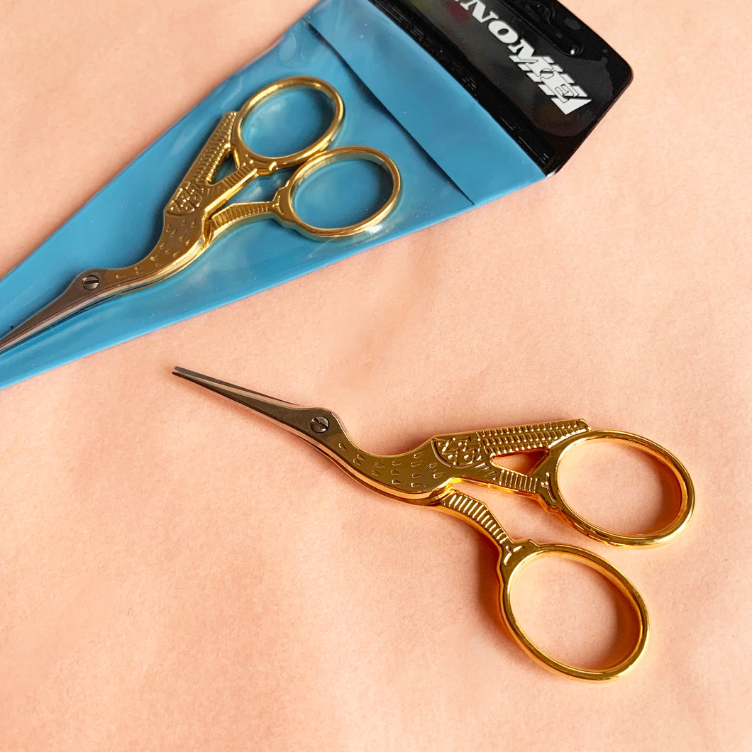 Stork Embroidery Scissors - Gold or Silver