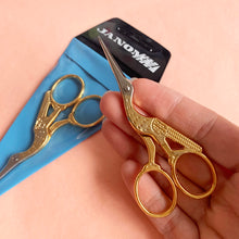 Load image into Gallery viewer, Stork Embroidery Scissors - Gold or Silver
