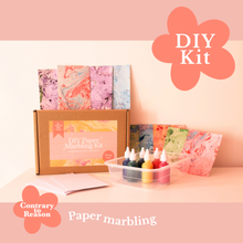 Load image into Gallery viewer, The DIY Paper Marbling Kit packaging, emphasizing its appeal as a perfect gift for craft enthusiasts.
