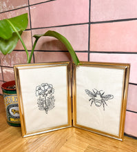 Load image into Gallery viewer, Vintage gold frame featuring embroidery artwork
