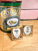 Load image into Gallery viewer, Tiny gold frames featuring machine embroidery artwork
