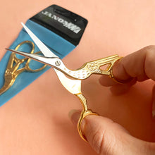 Load image into Gallery viewer, Stork Embroidery Scissors - Gold or Silver
